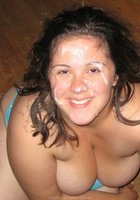 Сисястая толстуха получила на лицо сперму после минета 11 фотография