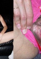 47 летняя сучка раздвигает ножки на черном диване 9 фотография